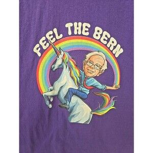 Bernie Sanders 5X Feel The Bern T Shirt Purple Unicorn Rainbow Plus Size